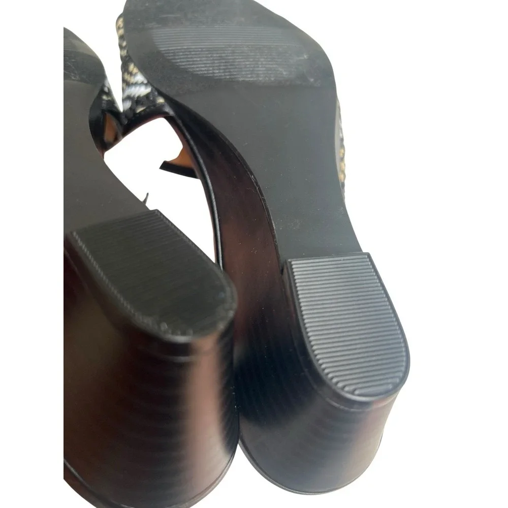Ann Taylor Womens Black Woven Slip on Slides Open Toe Wedge‎ Sandals Size 6M EUC